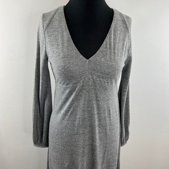 CHASER Gray V-Neckline Long Sleeve Pullover Midi Length Casual Dress Size S - Picture 2 of 6